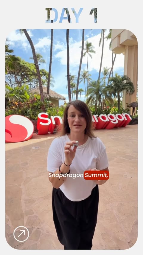 Instagram post by @jennaezarik for Snapdragon. Caption reads: Day 1 of #SnapdragonSummit was action-packed!!....