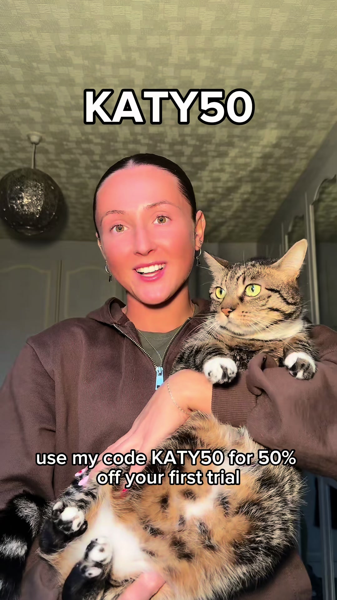 TikTok post by @k4tyl33 for KatKin. Caption reads: Only the best for my fussy Darla 🐈 @KatKin.Club....