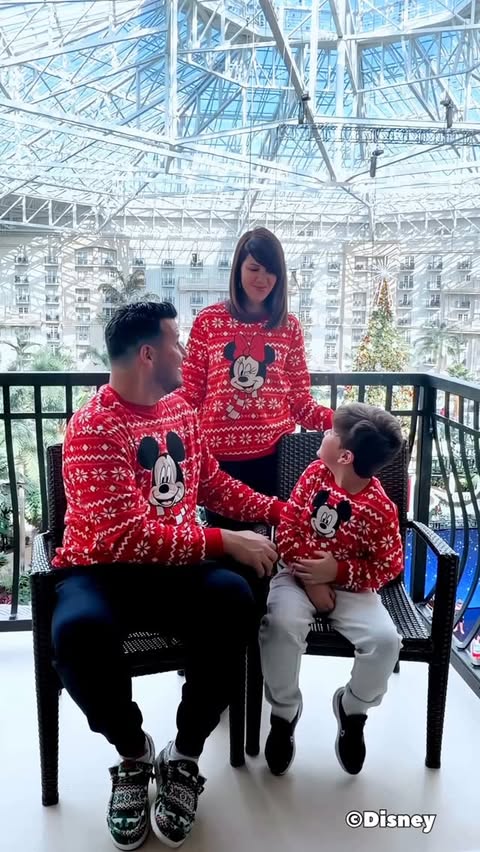 Instagram post by @wearejustthe3ofus for PatPat. Caption reads: POV: Matching family sweaters that bring the....