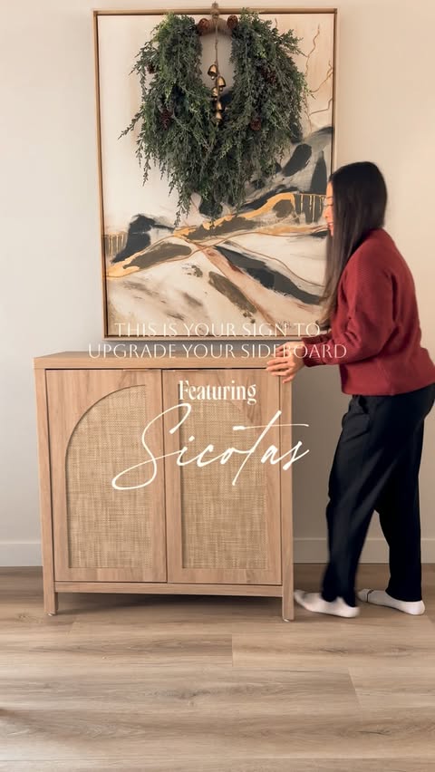 Instagram post by @thevidalnest for Sicotas. Caption reads: This @sicotas @walmart sideboard just transformed....