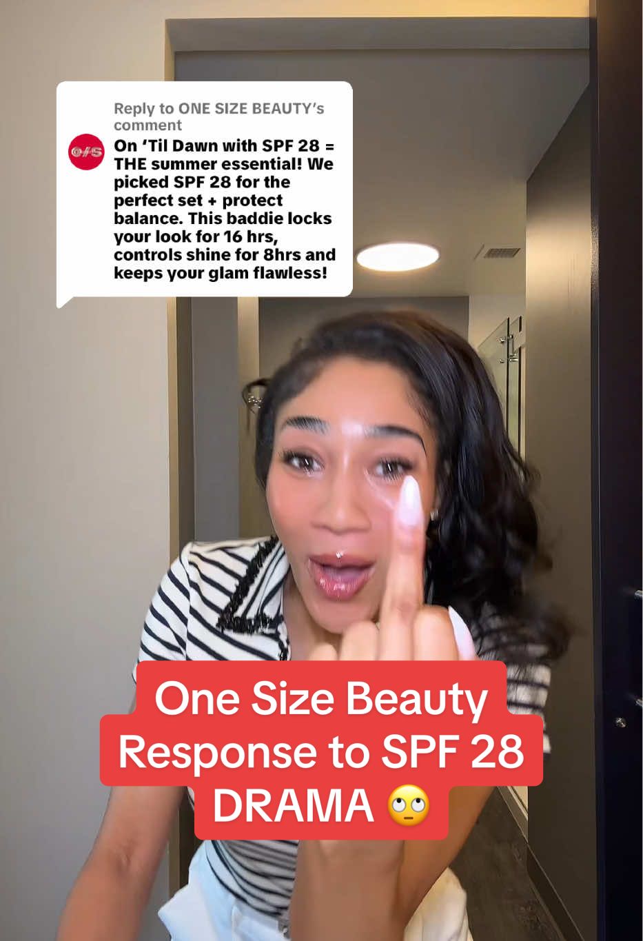 TikTok post by @christianchanel for ONE SIZE BEAUTY. Caption reads: Replying to @ONE SIZE BEAUTY One Size basically....