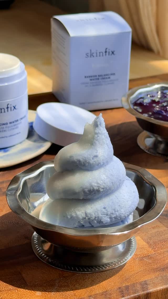 Instagram post by @dearsaturdays for Skinfix. Caption reads: BUTTERFLY PEA COCONUT SOFT SERVE....