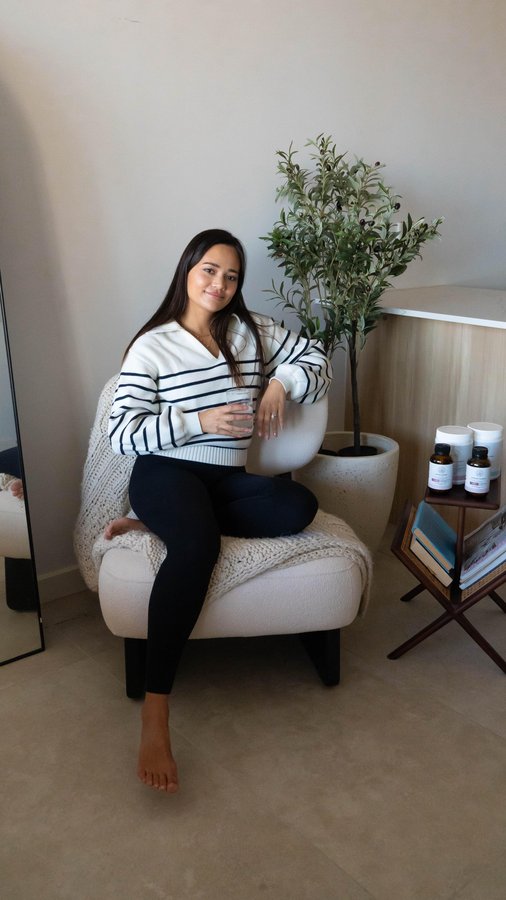 Instagram post by @alexandrajoanphillips for Happy Mammoth. Caption reads: [...] of my hormonal health with @thehappymammoth....