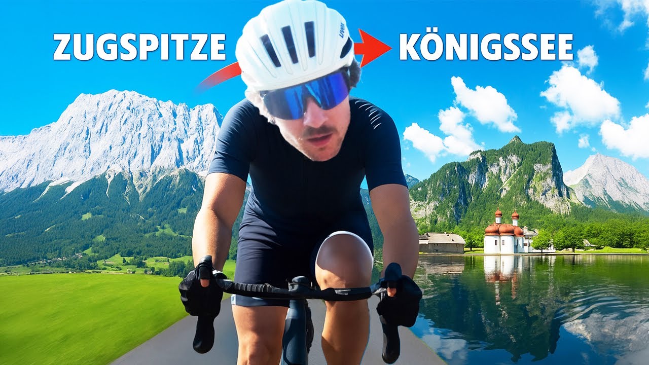 YouTube post by @BastianBrutzer91 for komoot. Caption reads: Pushing Limits: 239km Road Bike Tour (Zugspitze –....