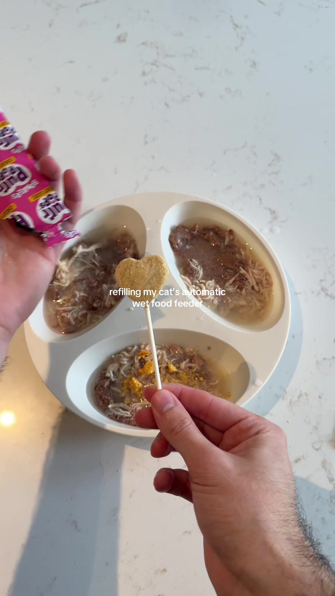 TikTok post by @mr.frankenbeans for Weruva. Caption reads: [...] #catfeeding  @Petlibro @Zesty Paws @Weruva .