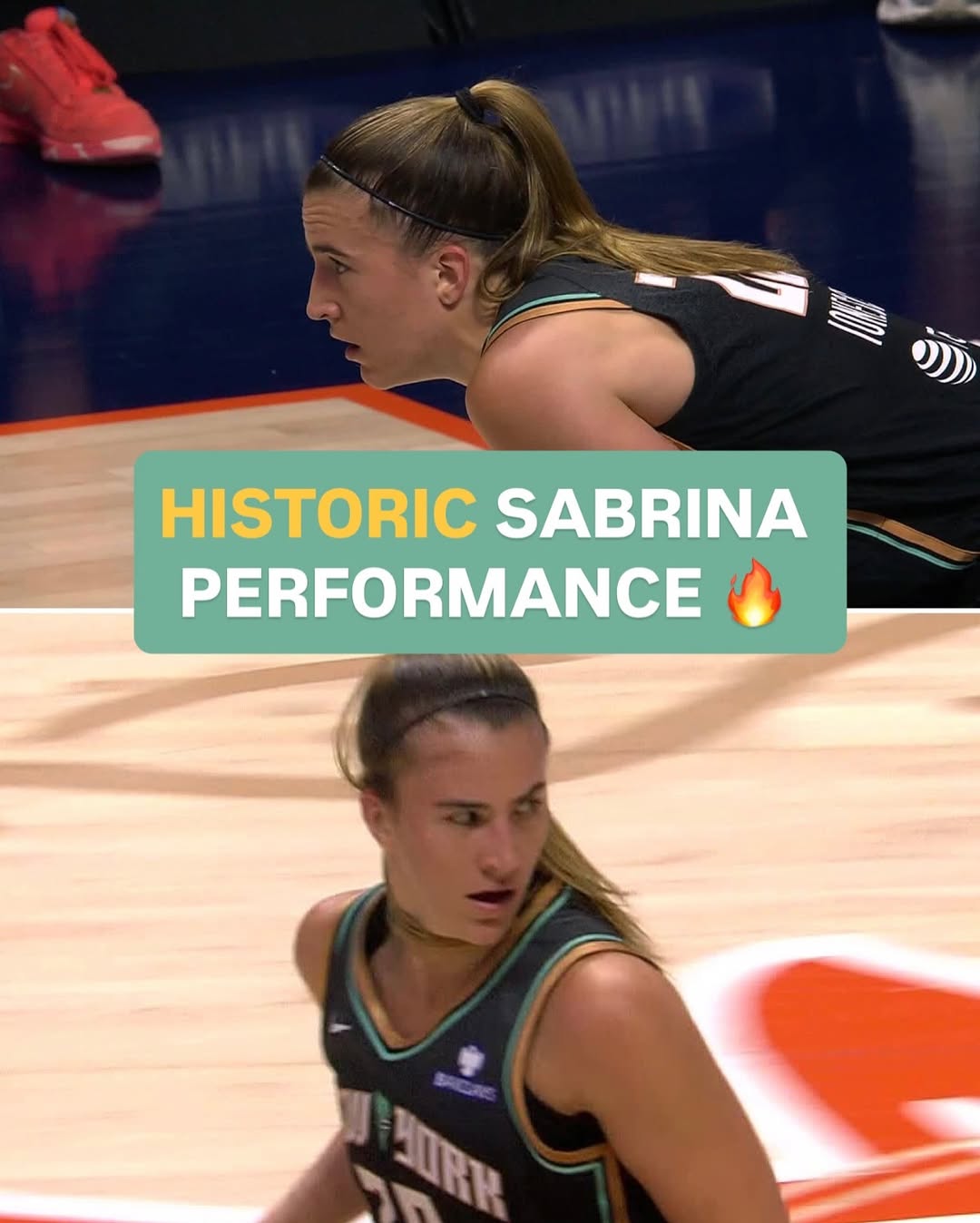 Instagram post by @brwsports for House of Highlights. Caption reads: Sabrina put up 36 points AND became the fastest....