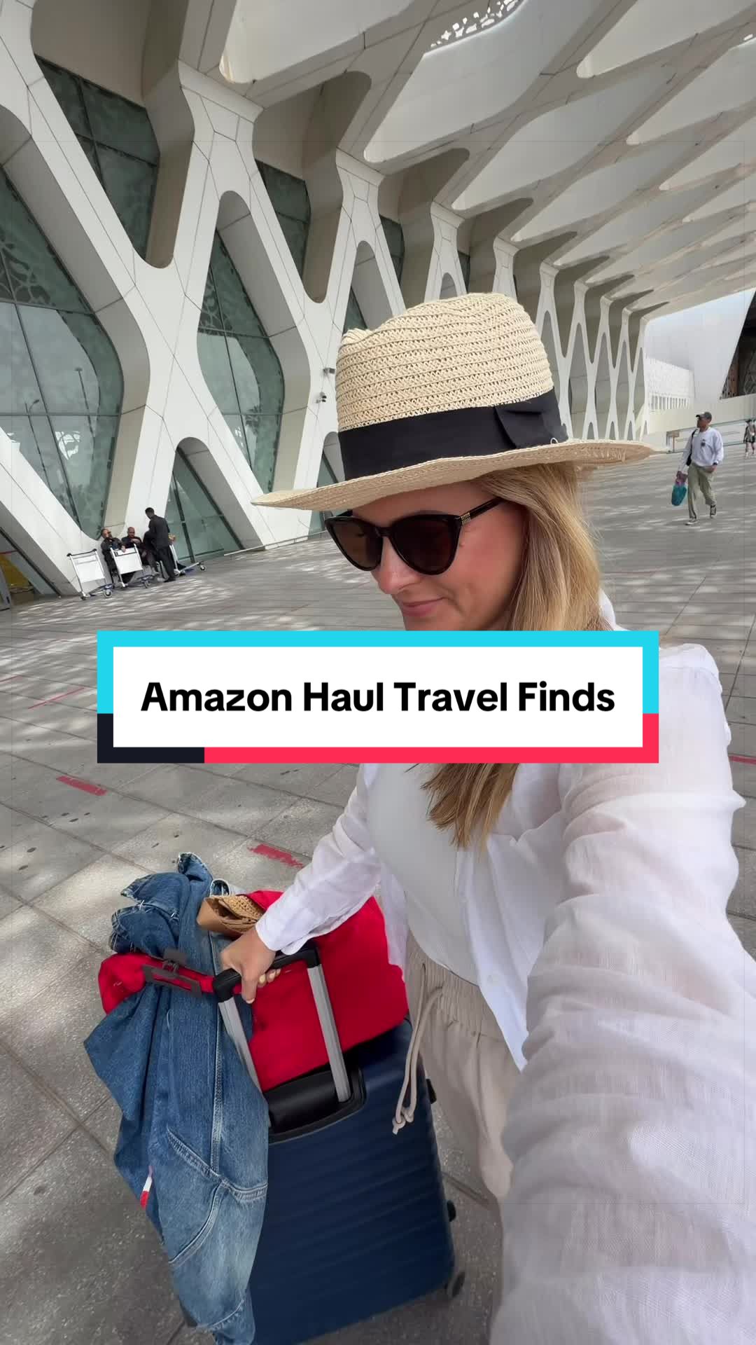 TikTok post by @lara.joanna.jarvis for Amazon Influencer ID. Caption reads: ad Must have travel ideas from Amazon Haul - all....