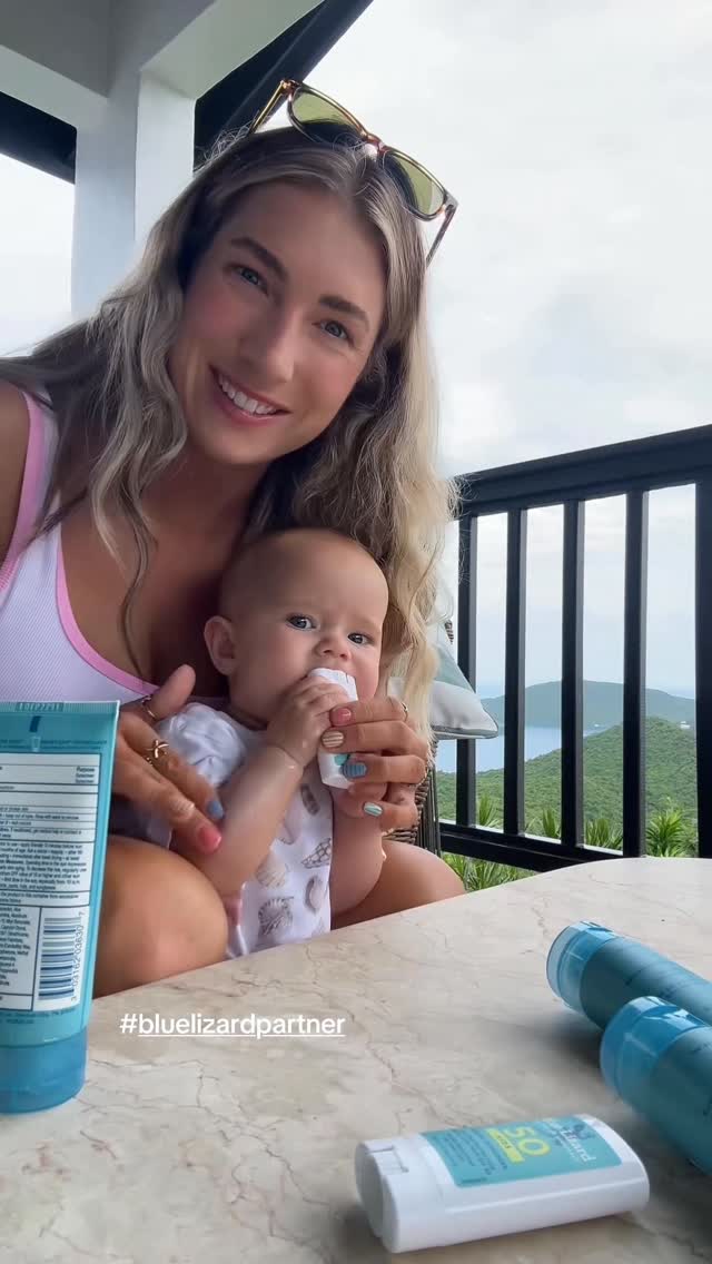 Instagram post by @beccaingle for Blue Lizard Sunscreen. Caption reads: [...] one thing I made sure to pack was....