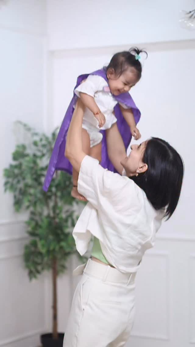 Instagram post by @thegoofmum for Huggies. Caption reads: Every baby dreams of flying… and mine actually....