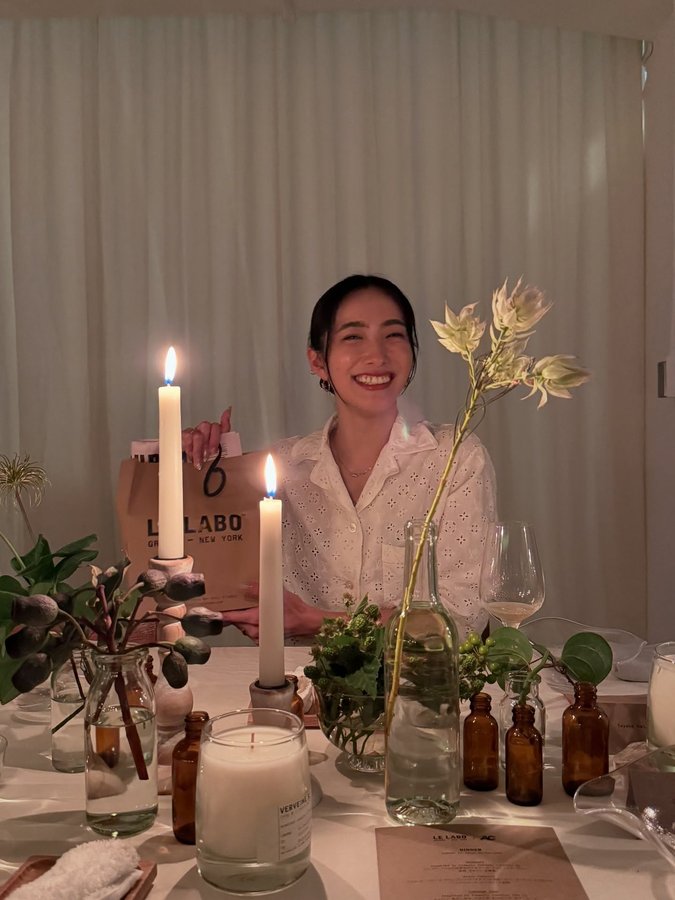 Instagram post by @kurumi_nakata for Le Labo Fragrances. Caption reads: [...] me to such a wonderful dinner....