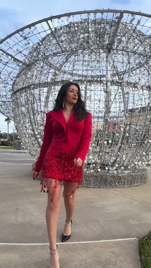 Instagram post by @sparkleshinedecor for Wolddress. Caption reads: Stepping into the New Year in red, crystals, and....