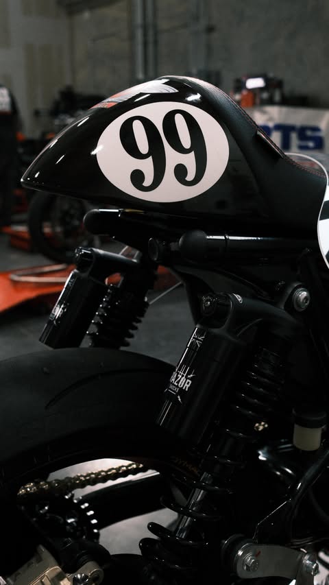 Instagram post by @emilymoto for Motul. Caption reads: My @royalenfield for @build.train.race in....