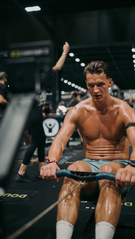 Instagram post by @dannyraehybrid for MYPROTEIN. Caption reads: HYROX Maastricht / E15 Men’s Doubles

Cat and....