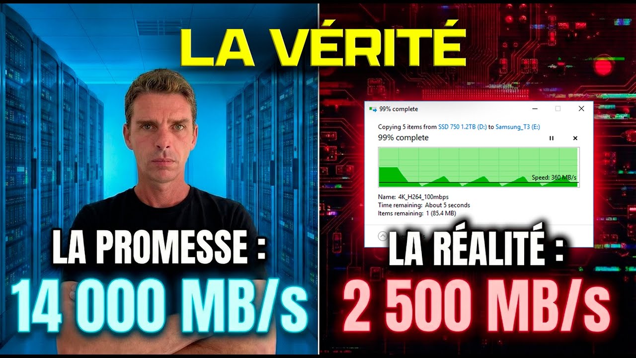 YouTube post by @PAXPC for Gvgmall. Caption reads: SSD: They're lying to you about the SPEED!.