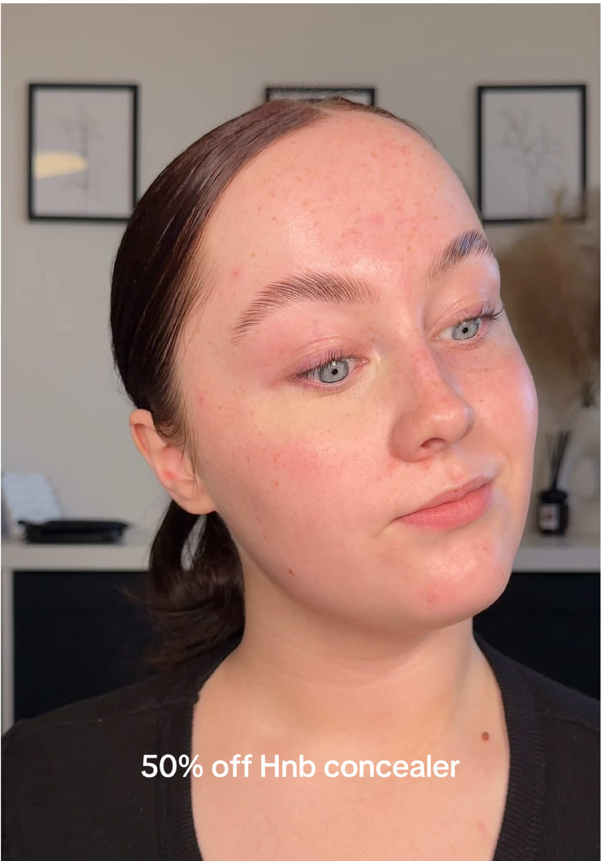 TikTok post by @errinfettermua for HNB Cosmetics. Caption reads: [...] of these concealers thanks @HNB Cosmetics....