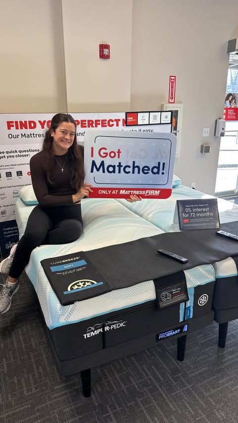 Instagram post by @maddysiegrist for Mattress Firm. Caption reads: [...] with the Tempur Luxe Breeze by a....