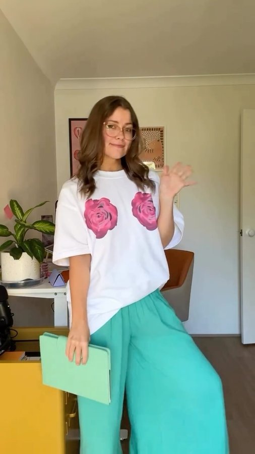 Instagram post by @bridgethustwaite for florence by mills. Caption reads: Working from home has always been about comfort....