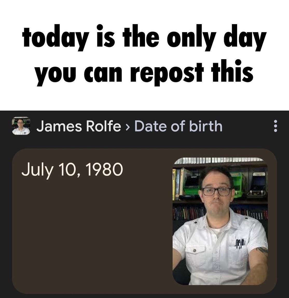 Instagram post by @cinemassacre for GameStop. Caption reads: Happy birthday, Angry Video Game Nerd!.