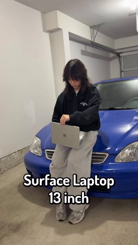 Instagram post by @techjoyce for Microsoft Surface. Caption reads: speedy laptop 🔥 #SurfacePartner
@surface....