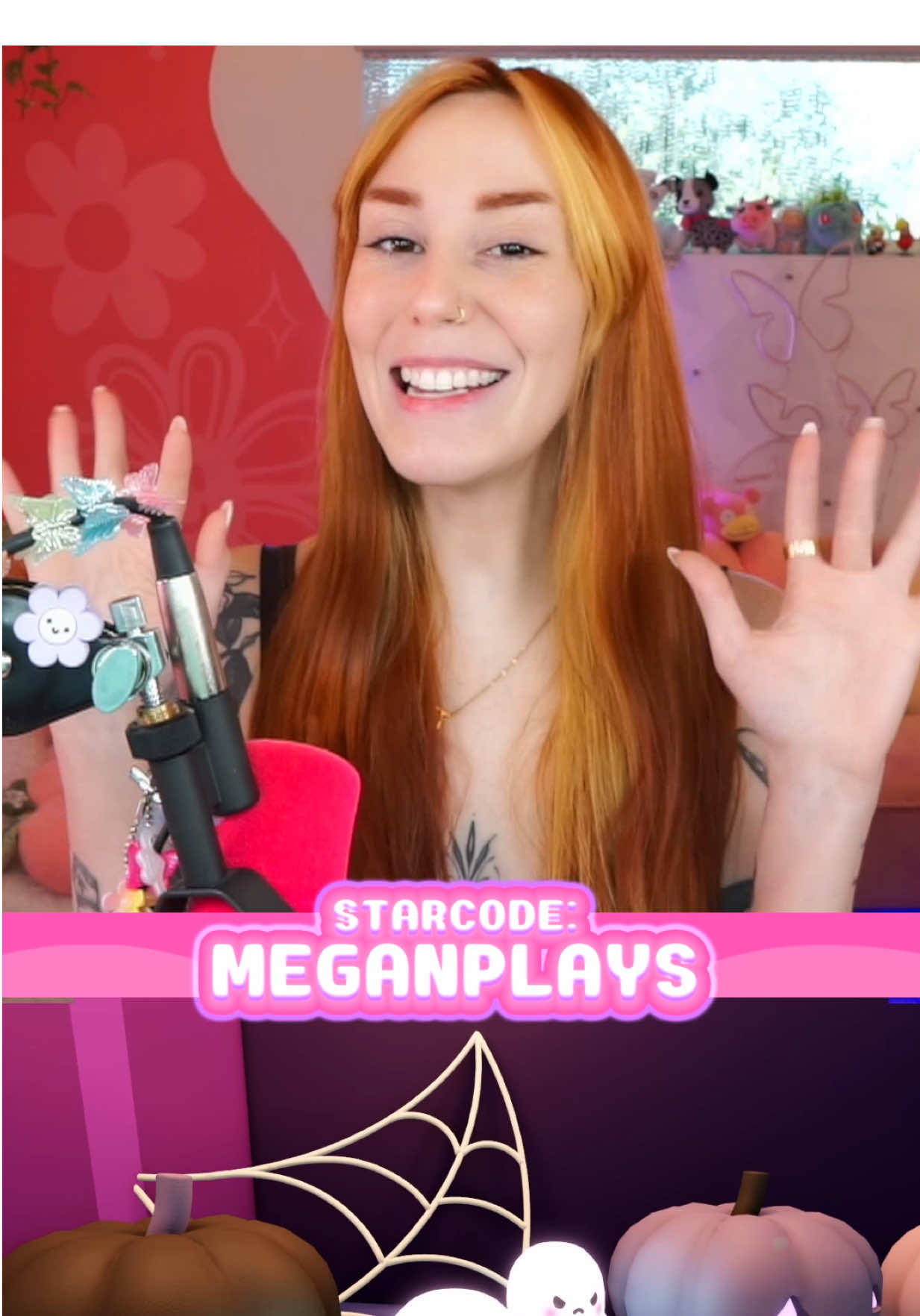 TikTok post by @themeganplays for Sanrio. Caption reads: Celebrate Kuromi's Birthday with me by jumping....