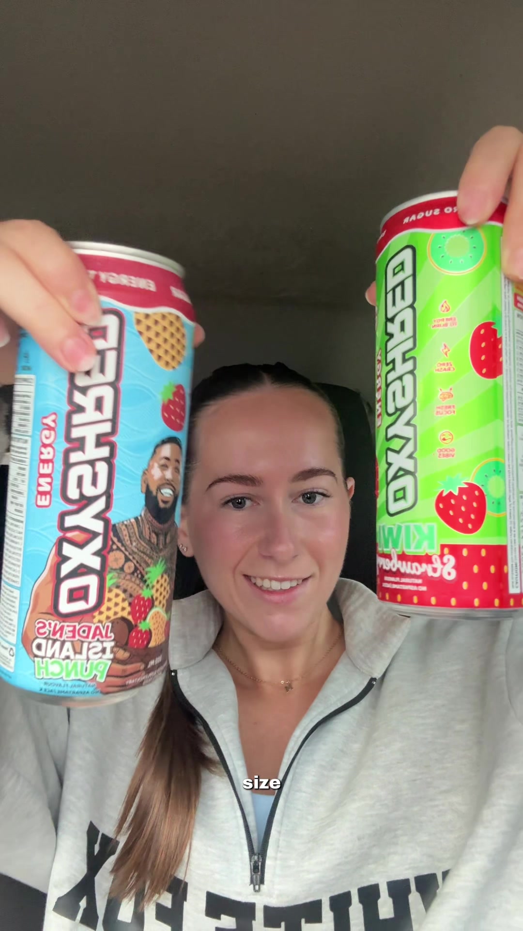 TikTok post by @maddyrazza for EHPlabs. Caption reads: [...] 👀#oxyshredbiggercan @OxyShred Energy....