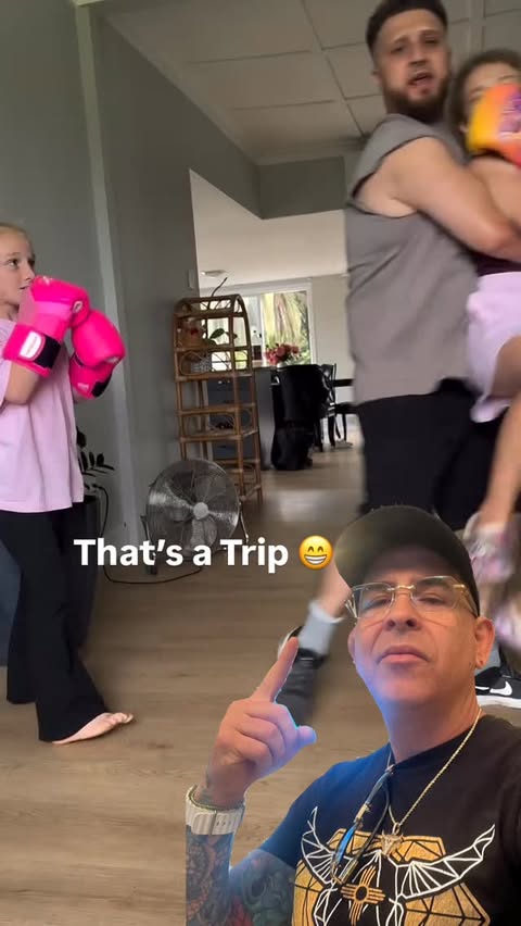 Instagram post by @thomasbacabarber for Hayabusa Fightwear. Caption reads: Mila needs to work on her patience. 🥊 We’ll get....