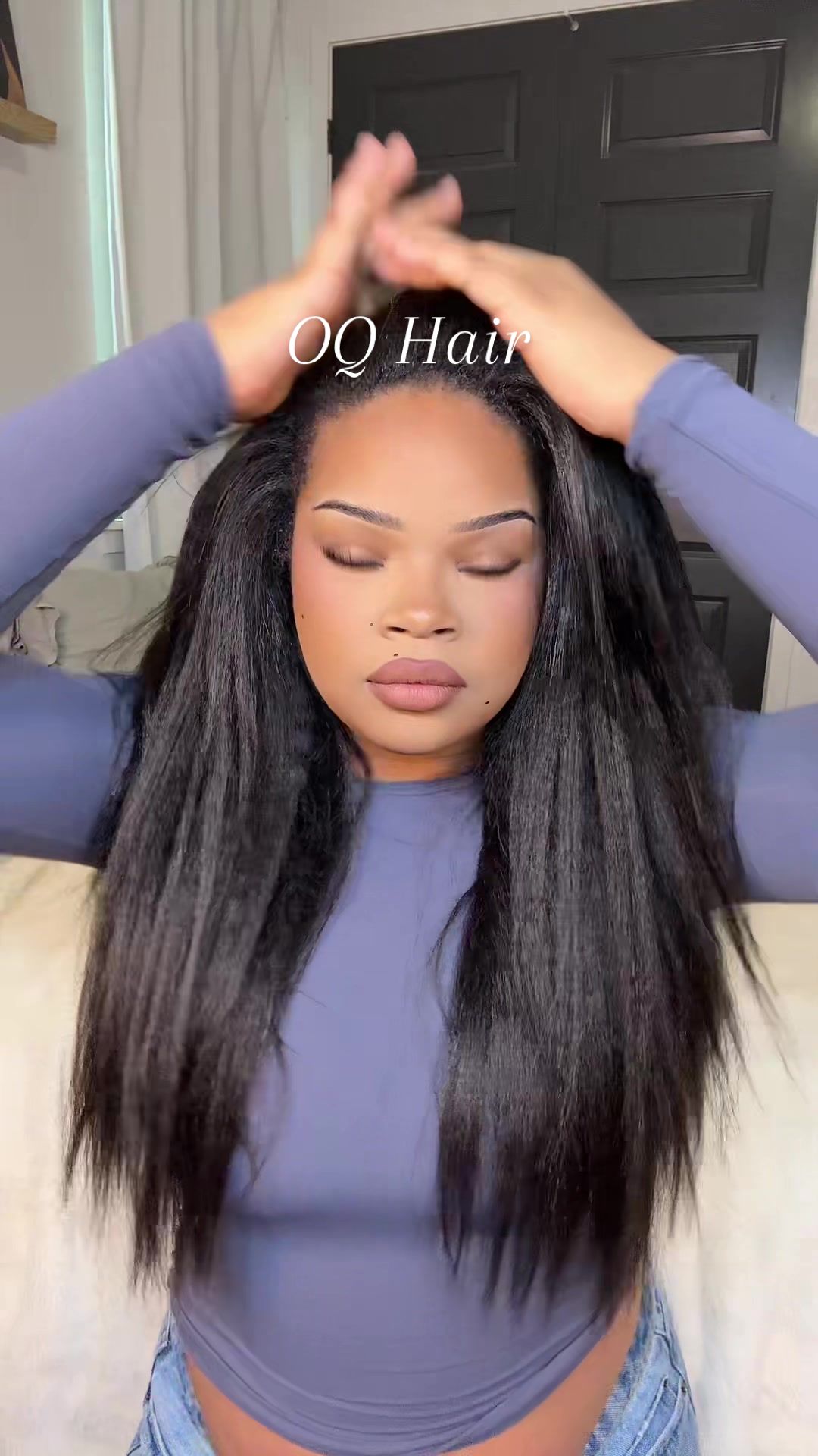 TikTok post by @aliyahmuse for OQHAIR. Caption reads: [...] half wigs are LOL. Hair from @OQHAIR....