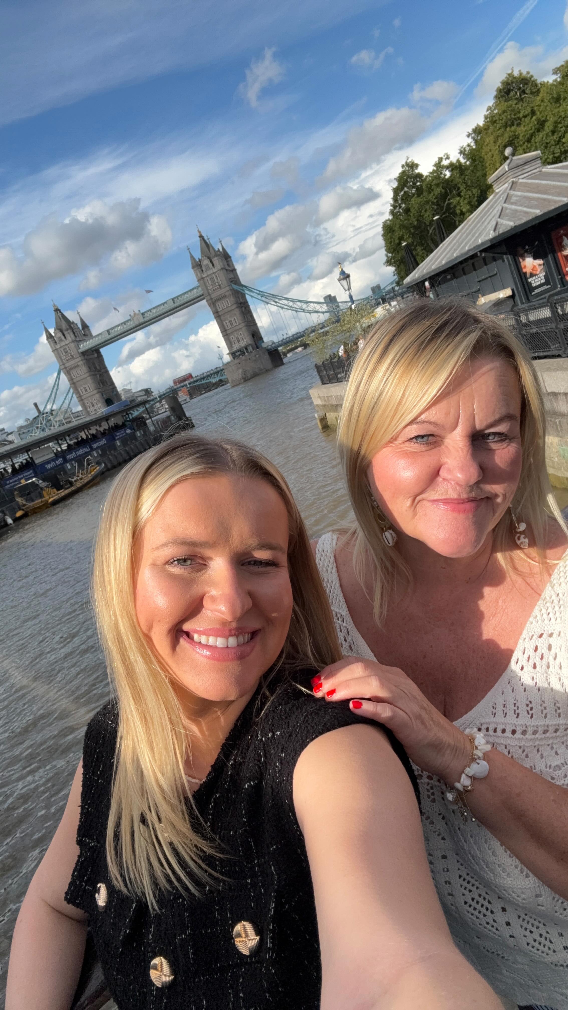 Instagram post by @jazzywhipps for Tripadvisor. Caption reads: Afternoon tea on the Thames with mum 🤍 we do love....