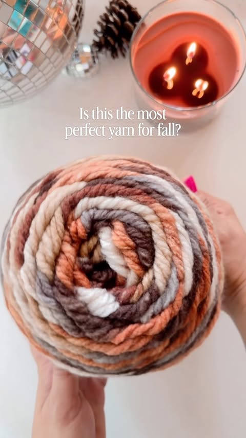 Instagram post by @stitchsisterco for Michaels Stores. Caption reads: [...] with this PERFECT fall yarn from....