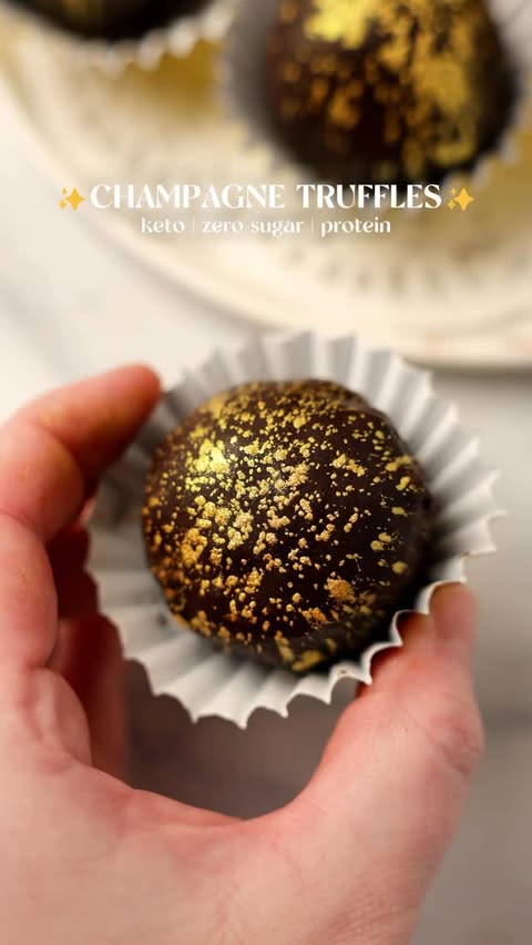 Instagram post by @olivia.wyles for Keto Chow. Caption reads: These ✨champagne truffles✨ have a smooth chocolate....
