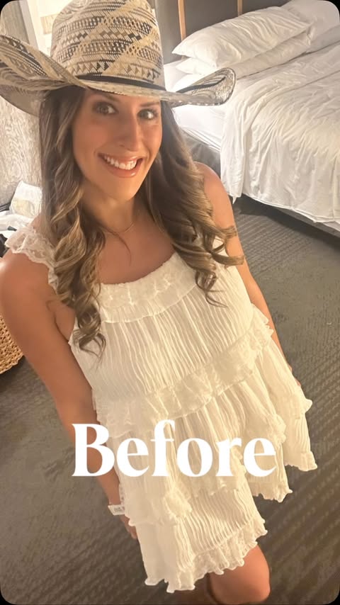 Instagram post by @ivettefaulkner for AirBrush. Caption reads: [...] prefer — the before or after? I used....