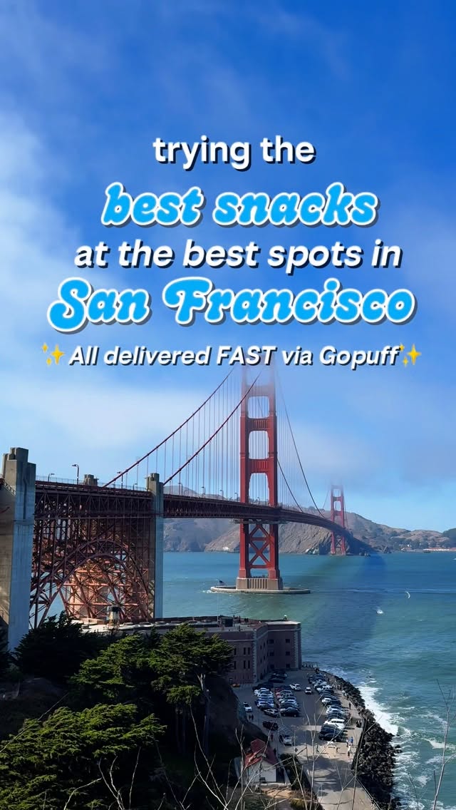 Instagram post by @felicitythefoodie for Gopuff. Caption reads: [...] favorite snacks delivered in SF with @gopuff....