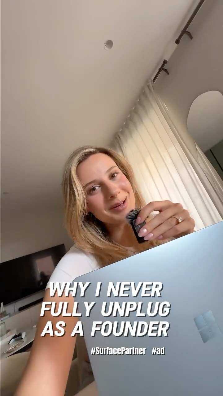 Instagram post by @browniegod for Microsoft Surface. Caption reads: #SurfacePartner Work-life balance isn’t always a....