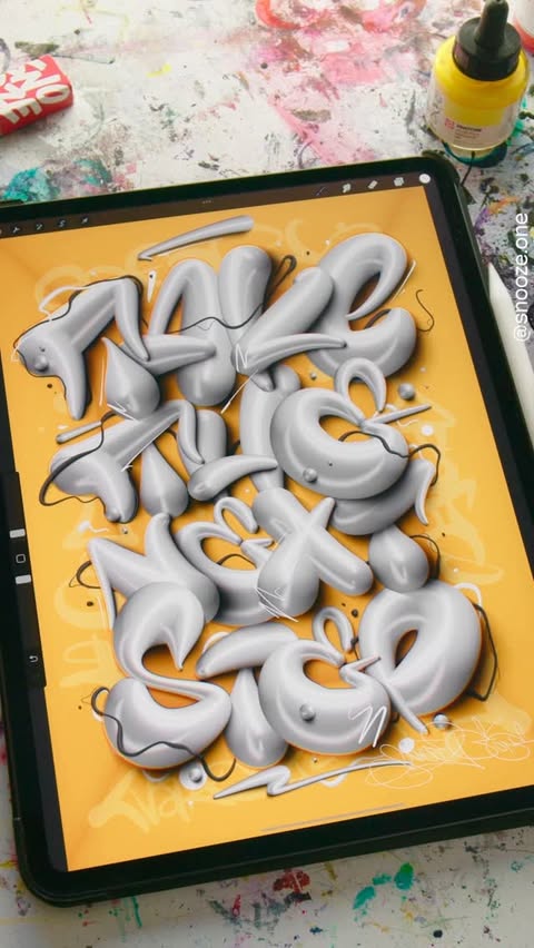 Instagram post by @snooze.one for Procreate. Caption reads: [...] from the 3D Pack (🔗link in bio)
App:....