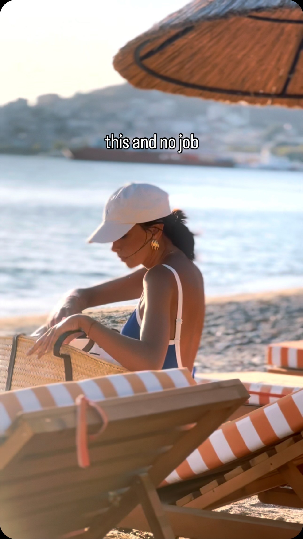 Instagram post by @selennergiz for Oysho. Caption reads: this and no job #fyp #ootd #günlükstil #beachmuse....