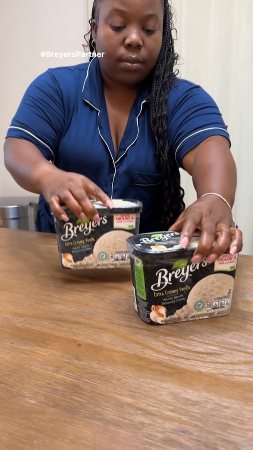 Instagram post by @janiceyalittle for Breyers. Caption reads: #BreyersPartner Family + movie night + @breyers....