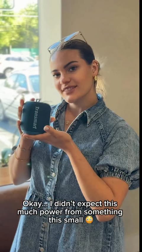 Instagram post by @azraagvncc for Tronsmart. Caption reads: @tronsmart 🥂 Take your music anywhere 🎶💙 I’ve....