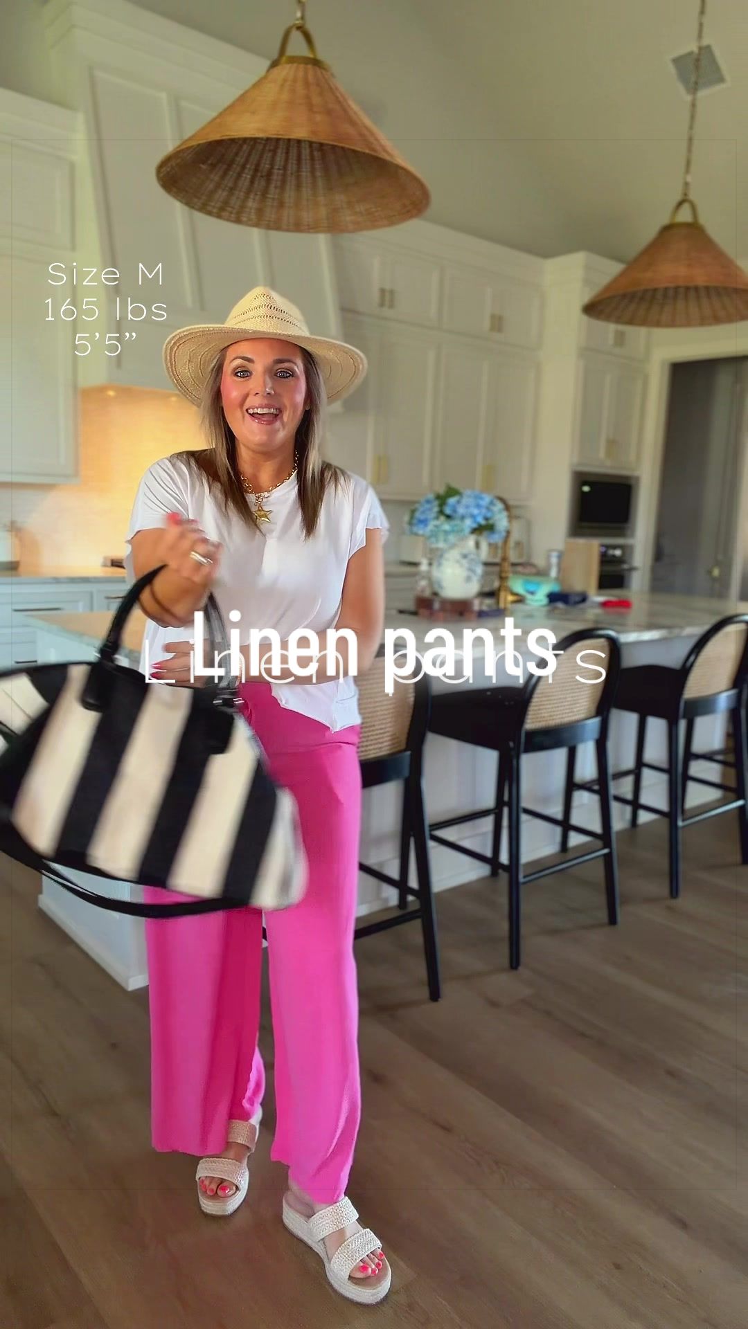 TikTok post by @lifewithheathersahm for OmmigO. Caption reads: #linen #linenpants #SummerVibes #DealsforYouDays....