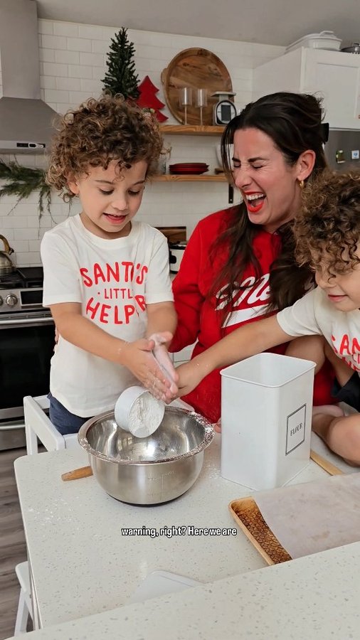 Instagram post by @tabithablue for BLACK+DECKER. Caption reads: Baking with littles: chaos guaranteed! 😂 One....