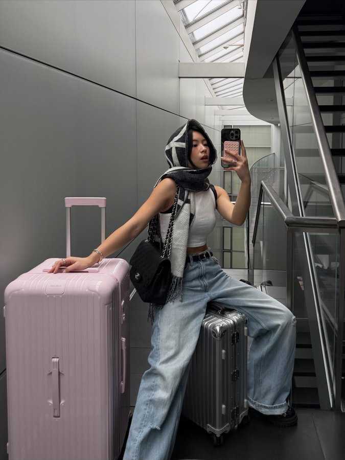 Instagram post by @tingting_lai for RIMOWA. Caption reads: @rimowa 🎀🎀🎀.