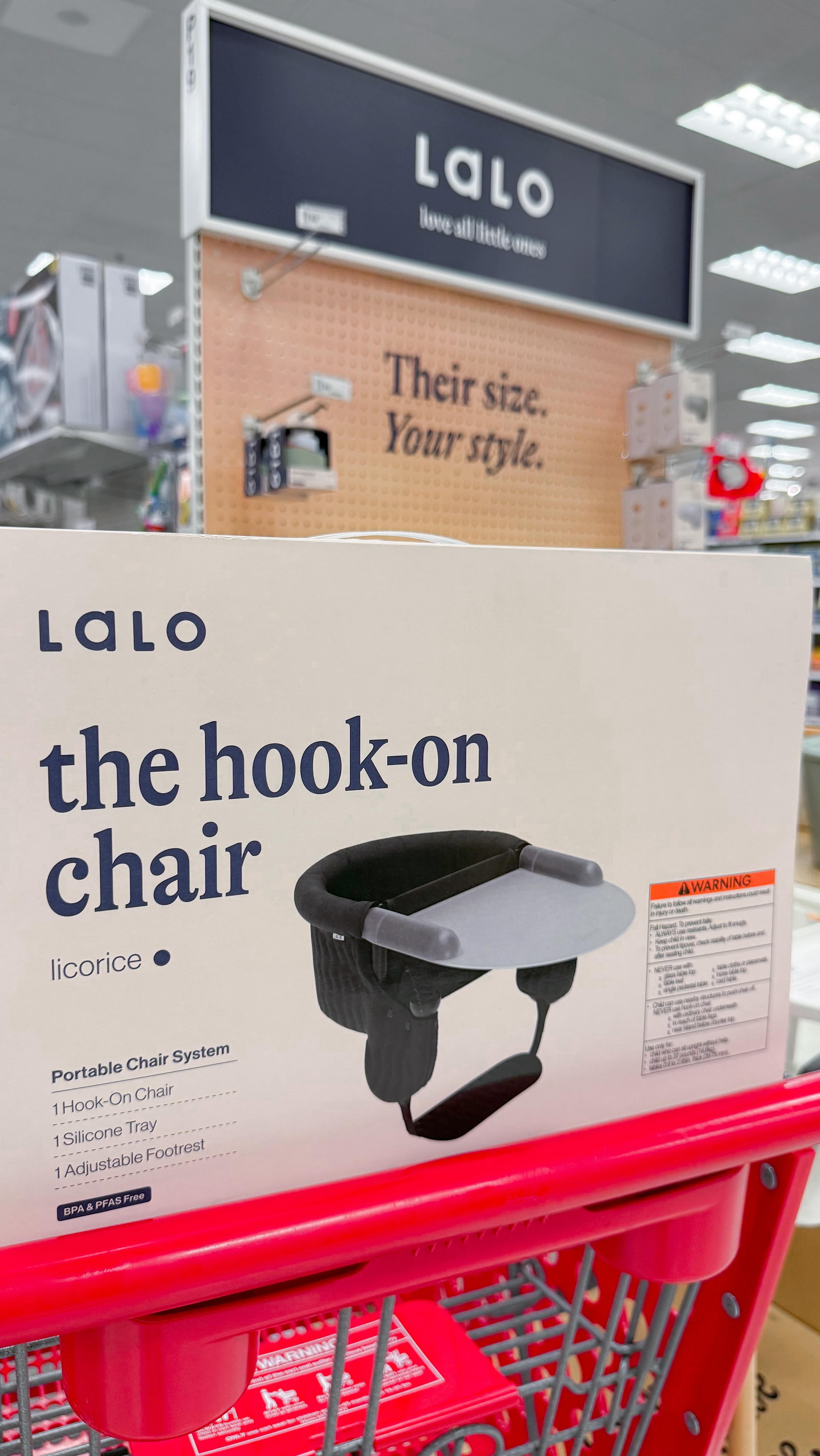 Instagram post by @targetkiddos for Lalo. Caption reads: The new @Lalo Hook-On Chair is now available at....
