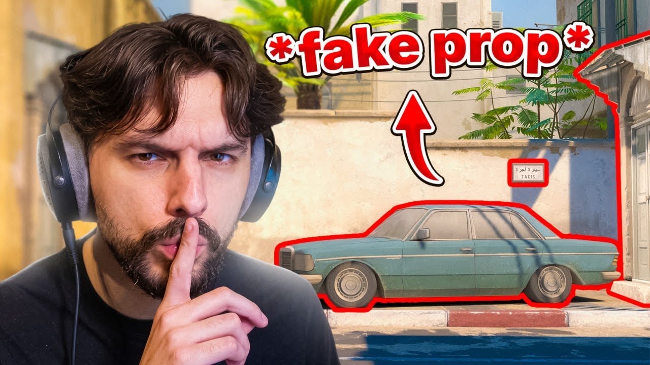 YouTube post by @FiRE2k for SkinsMonkey. Caption reads: [...] HIDDEN PROPS (CS2 PROPHUNT) Thank you....