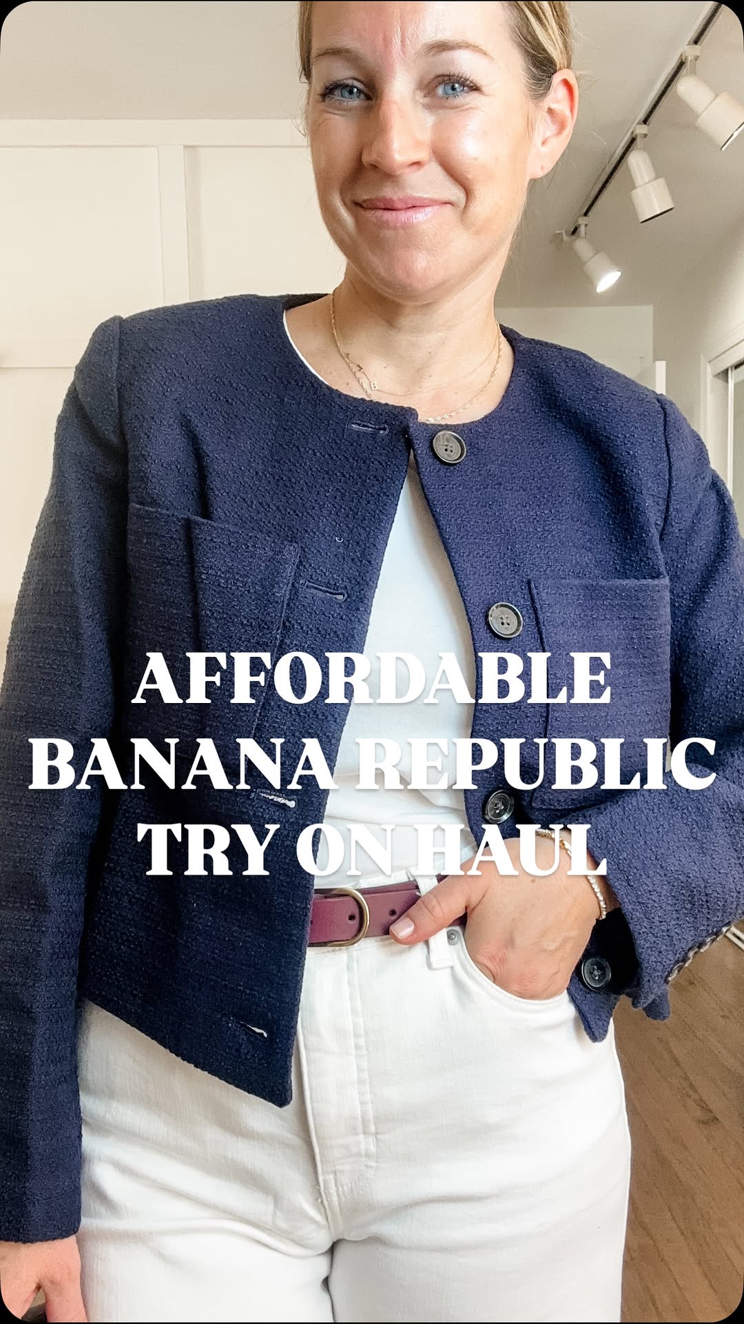 Instagram post by @emma_grace_blog for Banana Republic Factory. Caption reads: Not what I had in mind when I said finish....