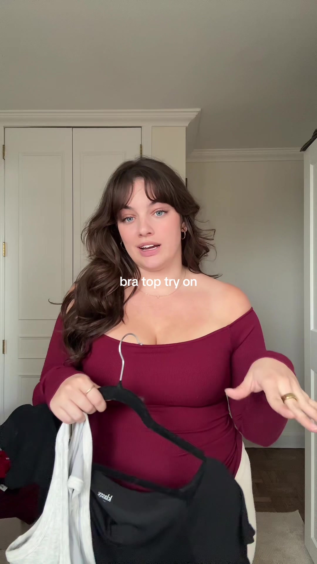 TikTok post by @sixtine for Klassy Network. Caption reads: i don’t normally wear bras w tank tops but i will....