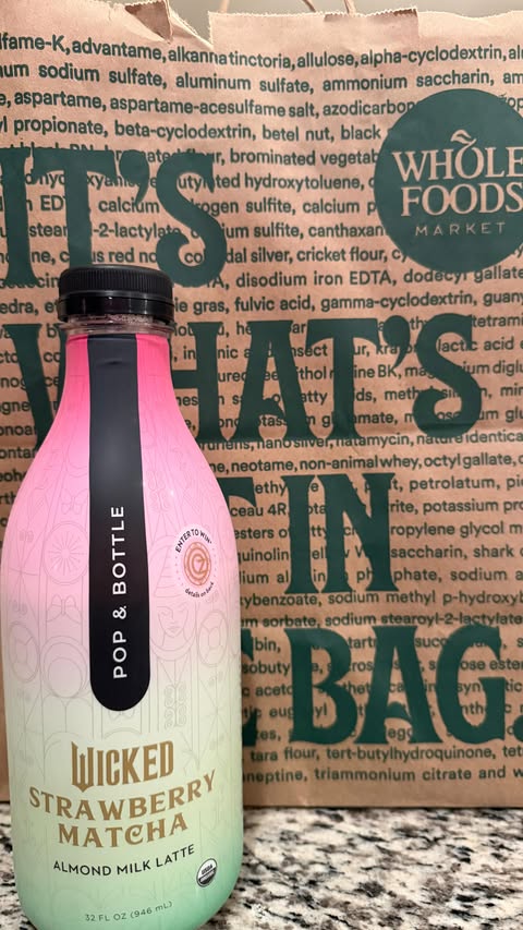 Instagram post by @aliscyn for Pop & Bottle. Caption reads: went to whole foods and had to try Pop & Bottle 🍵....