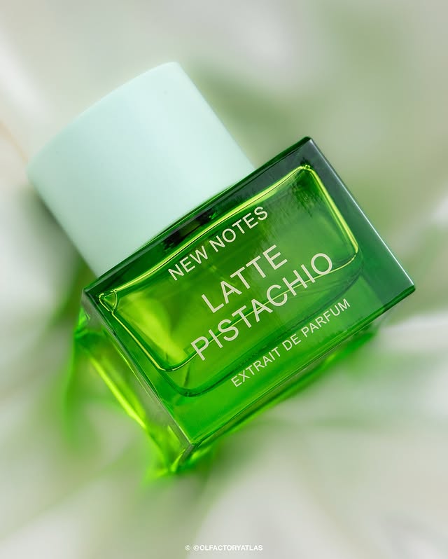 Instagram post by @olfactoryatlas for So Avant Garde. Caption reads: Latte Pistachio by New Notes is a hyperrealistic....
