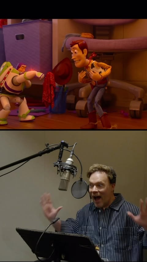 Instagram post by @stueyarmfield for Pixar. Caption reads: [...] opportunity to record Woody’s voice at Pixar....