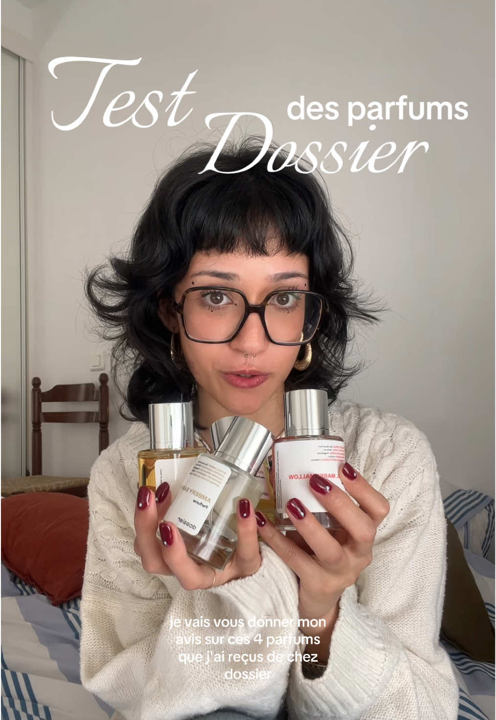 TikTok post by @maeline.blh for Dossier. Caption reads: [...] devenu ma signature scent ! merci @Dossier....