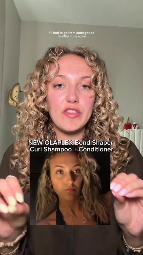 Instagram post by @hannahhnotmontanaaa for OLAPLEX. Caption reads: [...] #curlyhair #curlyroutine #haircare @olaplex....