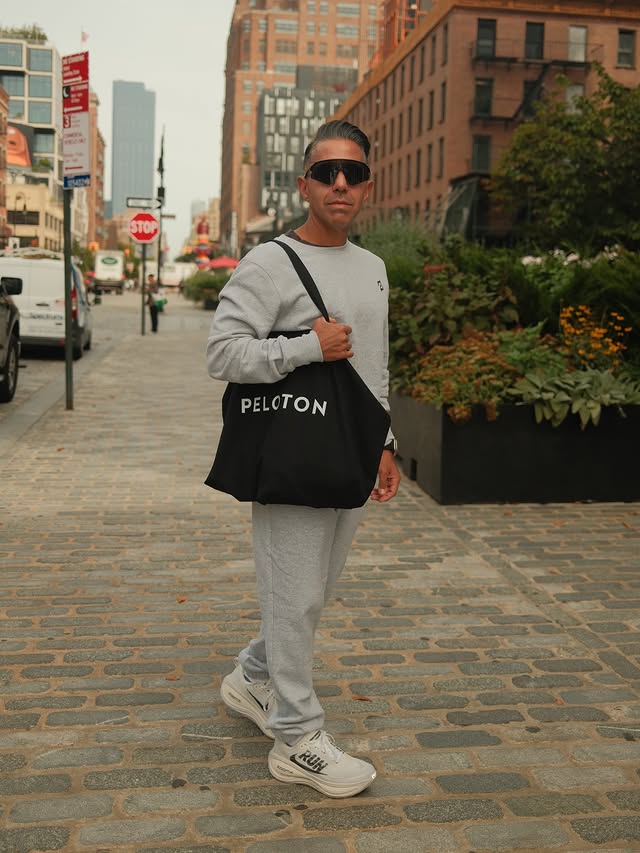 Instagram post by @omar.runs.napa for Peloton. Caption reads: So pumped to be partnering with @onepeloton for a....